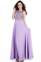 Long Sheath Jewel Floor Length Chiffon Crystals Prom Dresses by misshow.com