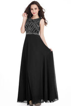 Long Sheath Jewel Floor Length Chiffon Crystals Prom Dresses by misshow.com