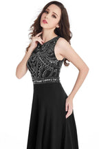 Long Sheath Jewel Floor Length Chiffon Crystals Prom Dresses by misshow.com