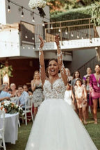 Long Sleeve A-line Sweetheart Tulle Lace Wedding Dress by BIZTUNNEL