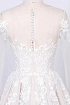 Long Sleeve Appliques Tulle A-line Wedding Dress by misshow.com