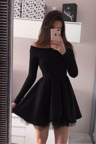 Long Sleeve Homecoming Dresses Off the Shoulder Short  Prom Dress PD230