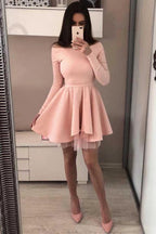 Long Sleeve Homecoming Dresses Off the Shoulder Short Prom Dress PD230 by pgmdress