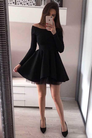 Long Sleeve Homecoming Dresses Off the Shoulder Short  Prom Dress PD230