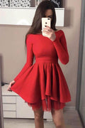 Long Sleeve Homecoming Dresses Off the Shoulder Short Prom Dress PD230 by pgmdress