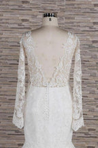 Long Sleeve Mermaid Sweetheart Appliques Lace Backless Wedding Dress by BIZTUNNEL