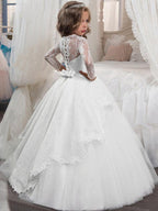 Long Sleeve Princess Tulle Jewel Neck Christmas Birthday First Communion Flow… - photo 2