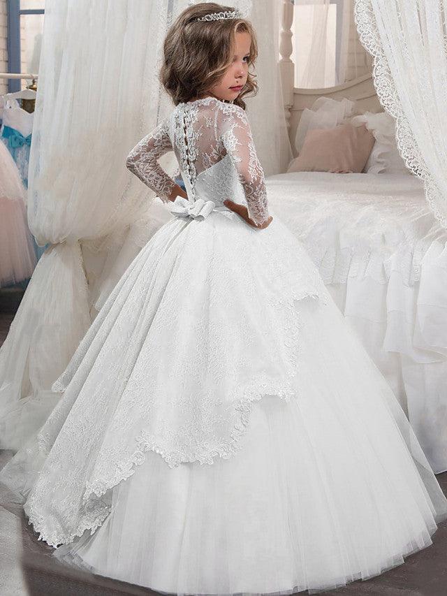 Long Sleeve Princess Tulle Jewel Neck Christmas Birthday First Communion Flow… - photo 2