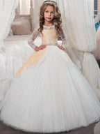 Long Sleeve Princess Tulle Jewel Neck Christmas Birthday First Communion Flow… - photo 3