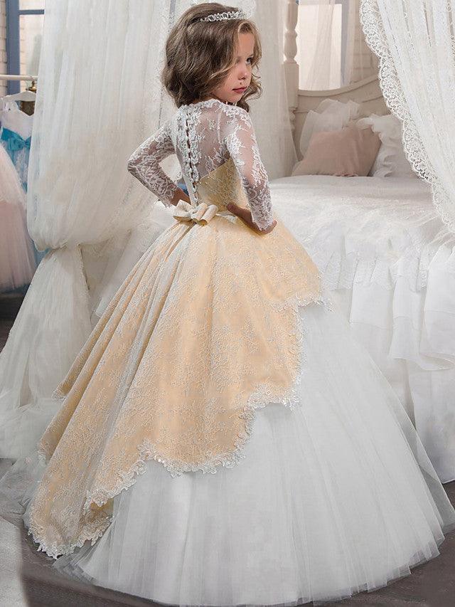Long Sleeve Princess Tulle Jewel Neck Christmas Birthday First Communion Flow… - photo 4
