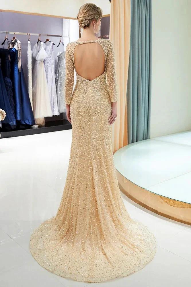 Long Sleeves Floor Length Sequins Formal Party Dresses by misshow.com
