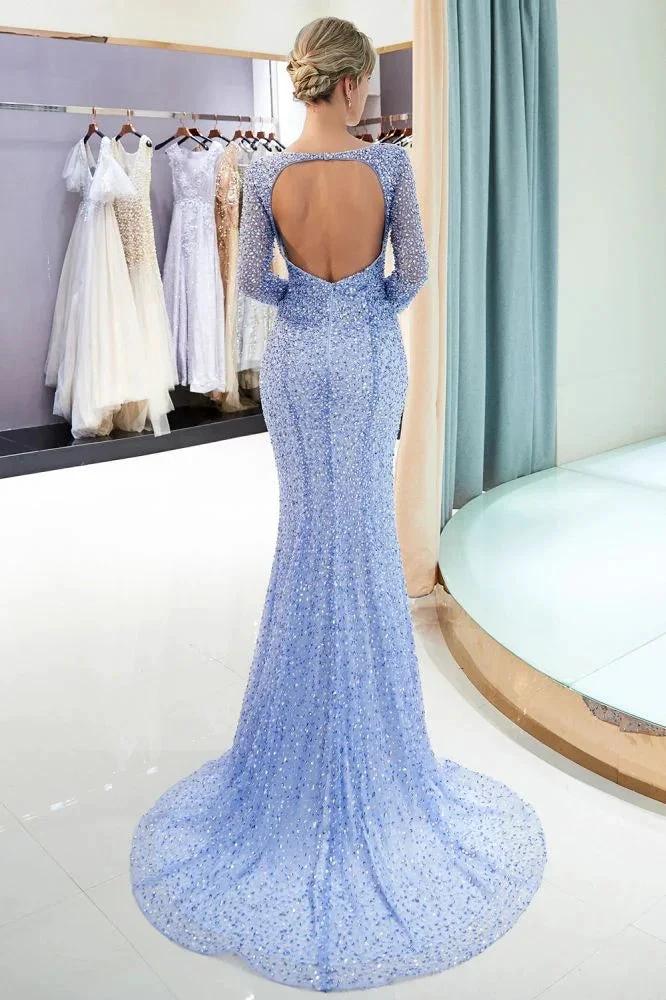 Long Sleeves Floor Length Sequins Formal Party Dresses by misshow.com