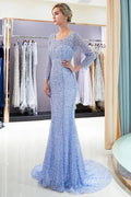 Long Sleeves Floor Length Sequins Formal Party Dresses by misshow.com
