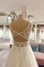 Long Sweetheart A-Line Tulle Appliques Lace Wedding Dress by BIZTUNNEL