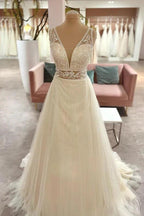 Long Sweetheart A-Line Tulle Appliques Lace Wedding Dress by BIZTUNNEL