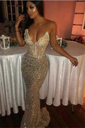 Long Sweetheart Mermaid Sequined Prom Dress by BIZTUNNEL
