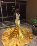 Long V-neck Appliques Lace Mermaid Evening Dress by BIZTUNNEL