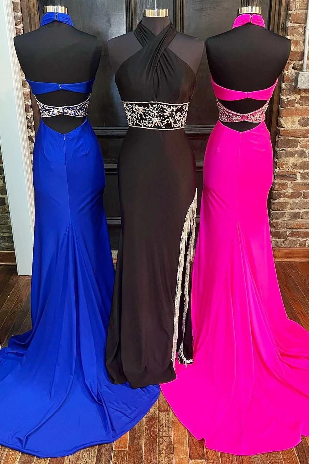 Lulie | Cross-Front Beaded Fringe Long Prom Dress with Slit by KissProm