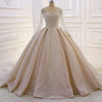 Luxurious A-line Lace Sequined Wedding Dress With Long Sleeves by misshow.com