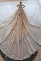 Luxurious A-line Long Sleeves Lace Wedding Dress With Train by misshow.com