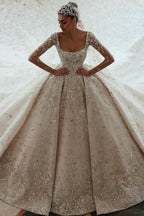 Luxurious A-line Long Sleeves Lace Wedding Dress With Train by misshow.com