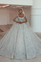 Luxurious A-line Long Sleeves Lace Wedding Dress With Train by misshow.com