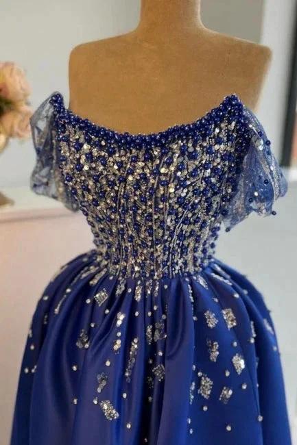 Luxurious A-Line Satin Scoop Sleeveless Prom Dress With Split Front by misshow.com