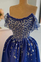 Luxurious A-Line Satin Scoop Sleeveless Prom Dress With Split Front by misshow.com