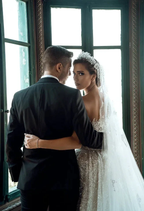 Luxurious Long White One Shoulder A-line Beading Pearls Long Sleeve Weeding Dress With Train by misshow.com