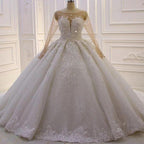 Luxurious Princess A-line Long Sleeves Flowers Lace Wedding Dress by misshow.com