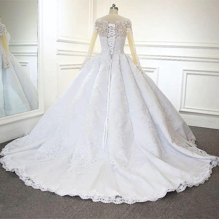 Luxurious Princess White A-line Long Sleeves Lace Wedding Dress by misshow.com