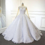 Luxurious Princess White A-line Long Sleeves Lace Wedding Dress by misshow.com