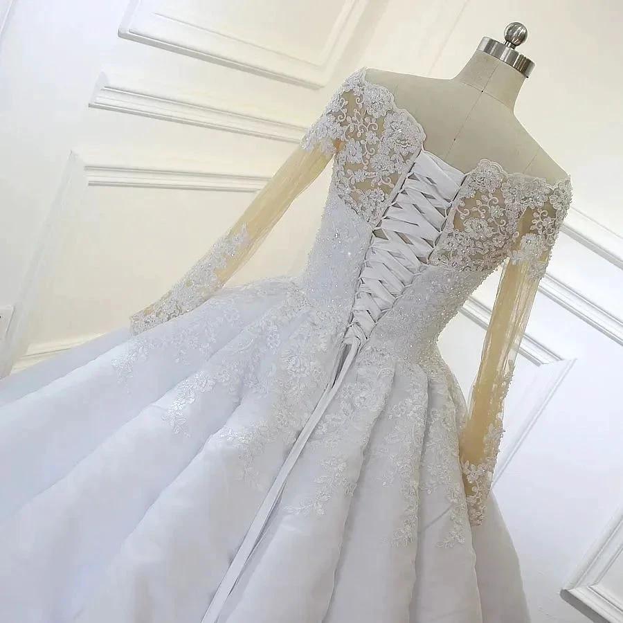 Luxurious Princess White A-line Long Sleeves Lace Wedding Dress by misshow.com