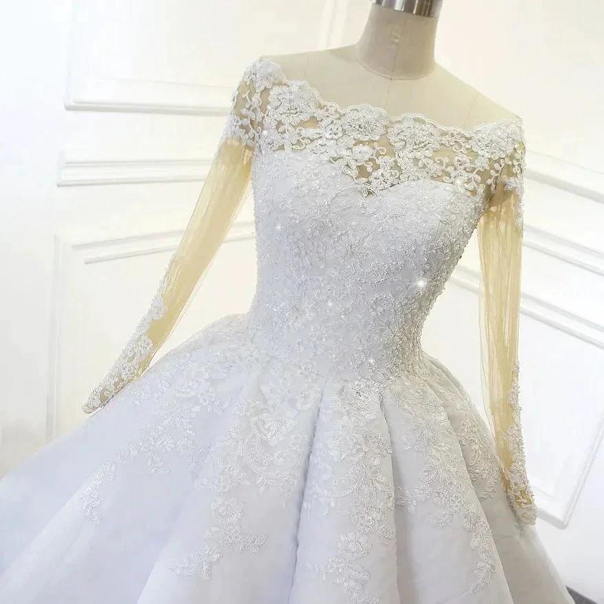 Luxurious Princess White A-line Long Sleeves Lace Wedding Dress by misshow.com