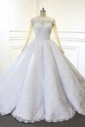 Luxurious Princess White A-line Long Sleeves Lace Wedding Dress by misshow.com