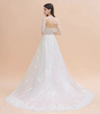 Luxury Beaded Lace Mermaid Wedding Dresses Tulle Appliques Bride Dresses with Detachable Train by misshow.com