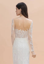 Luxury Beaded Lace Mermaid Wedding Dresses Tulle Appliques Bride Dresses with Detachable Train by misshow.com
