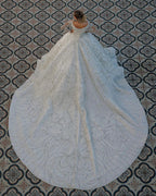 Luxury Long Ball Gown Sequin Off The Shoulder Backless Wedding Dress with Sleeves by BIZTUNNEL