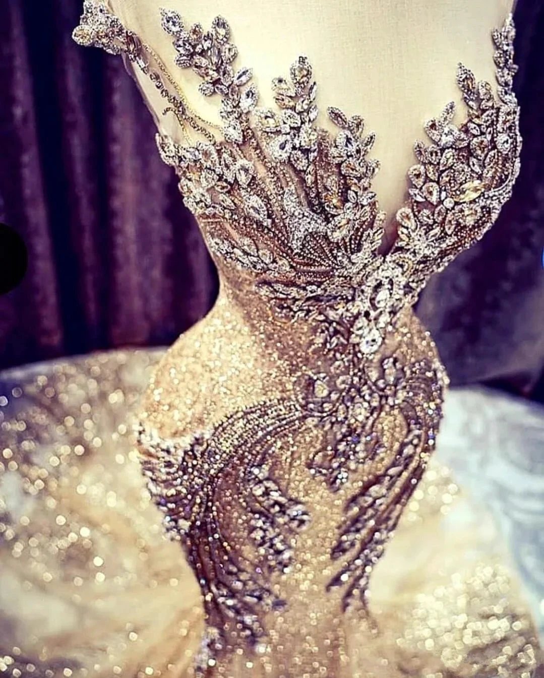 Luxury Long Mermaid V-neck Beadings Tulle Prom Dress by BIZTUNNEL