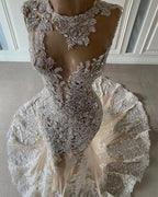 Luxury Long Sexy Mermaid Sleeveless Prom Dresses With Lace by misshow.com
