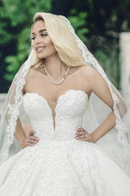 Luxury Long Sweetheart A-Line Sleeveless Wedding Dresses With Lace by misshow.com