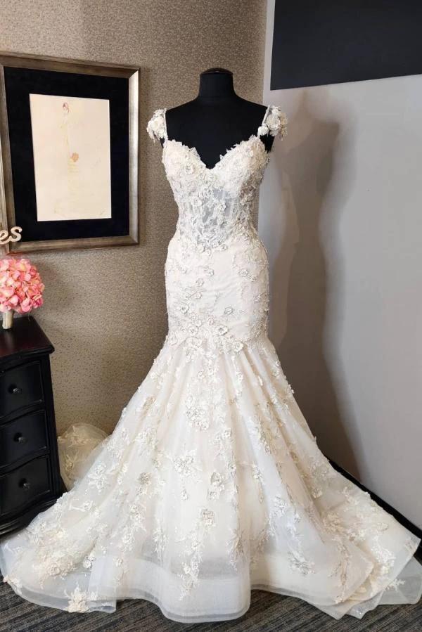 Luxury Mermaid Sweetheart Lace Backless Wedding Dress by BIZTUNNEL