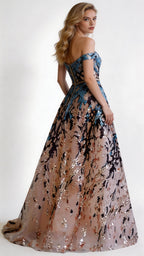 Luxury Sparkly Off-the-Shoulder Sequins Aline Prom Dress Floor Length by misshow.com