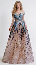 Luxury Sparkly Off-the-Shoulder Sequins Aline Prom Dress Floor Length by misshow.com