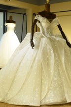 Luxury Sweetheart Lace-up Tulle Ball Gown Wedding Dress with Ruffles by misshow.com