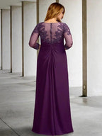 A-Line/Princess Jewel Neck Floor-Length Mother of the Bride Dresses by Dreamylily