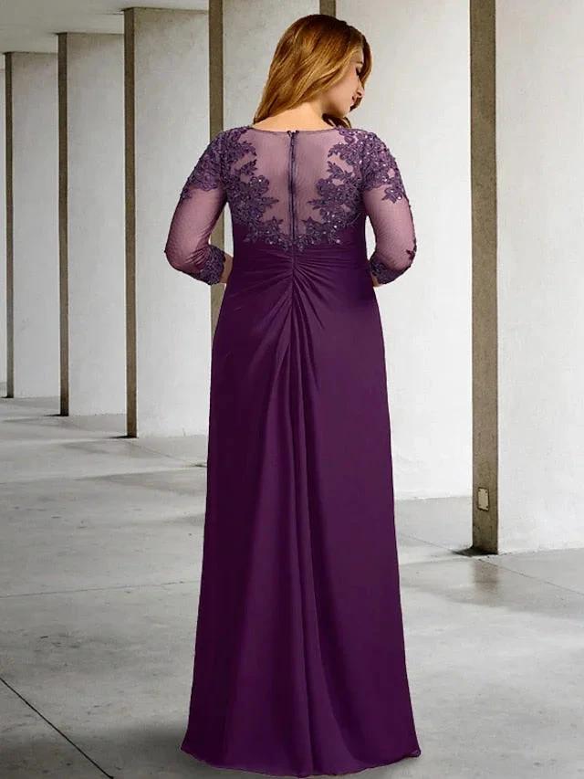 A-Line/Princess Jewel Neck Floor-Length Mother of the Bride Dresses by Dreamylily