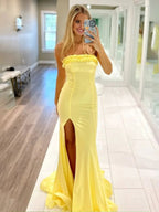 Madona | Mermaid Ruffles Strapless Mermaid Long Prom Dresses with Slit by KissProm