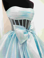Malvis | Ball Gown Strapless Organza Long Prom Dresses with Bow by KissProm