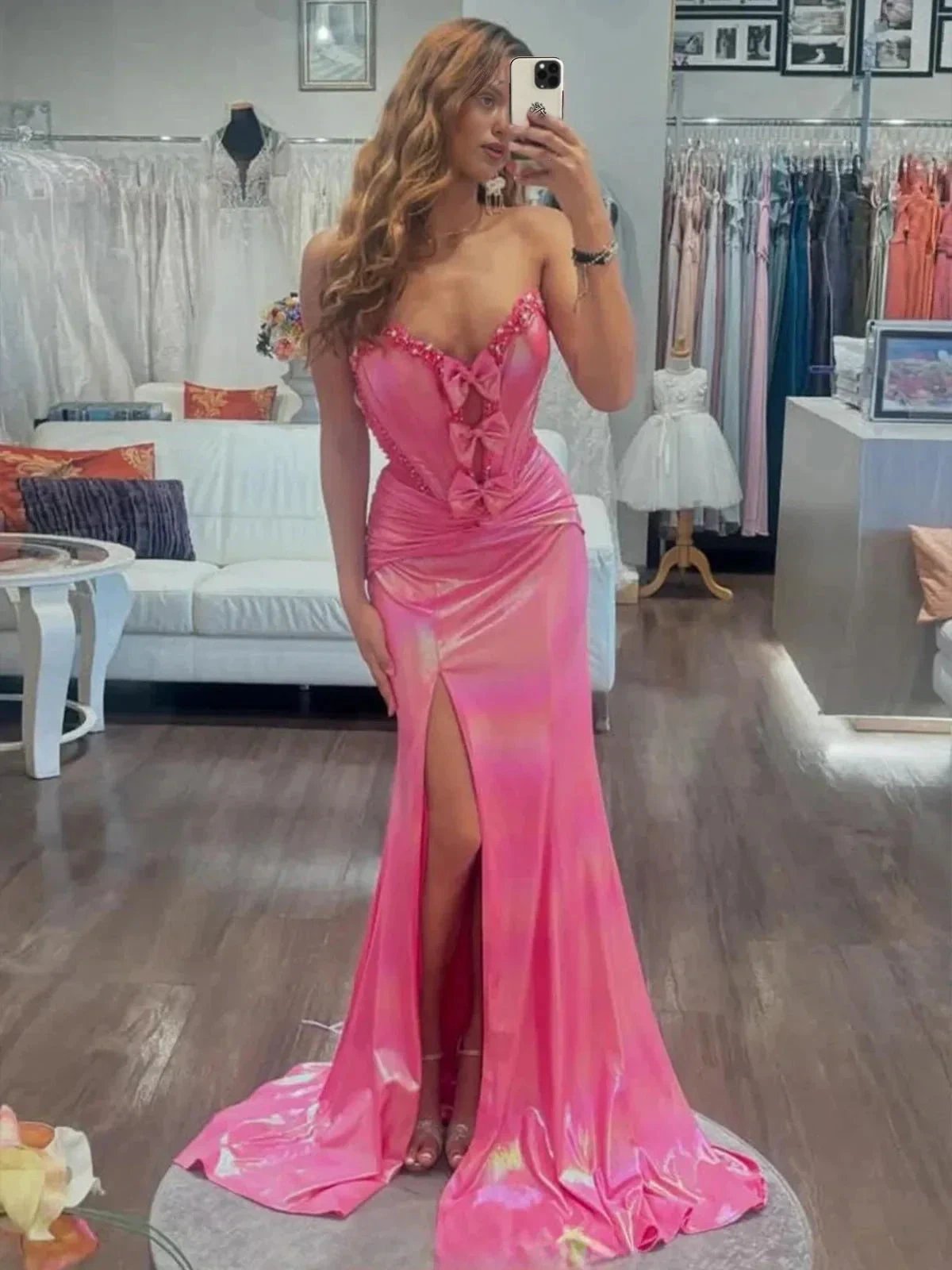 Mare | Hot Pink Sweetheart Mermaid Prom Dress with Bowknot by KissProm
